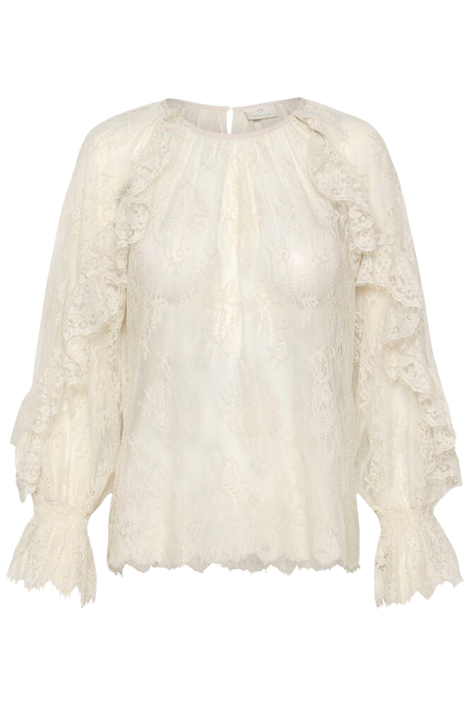 KAFFE - BLOUSE "KAAMELIE" DENTELLE BEIGE