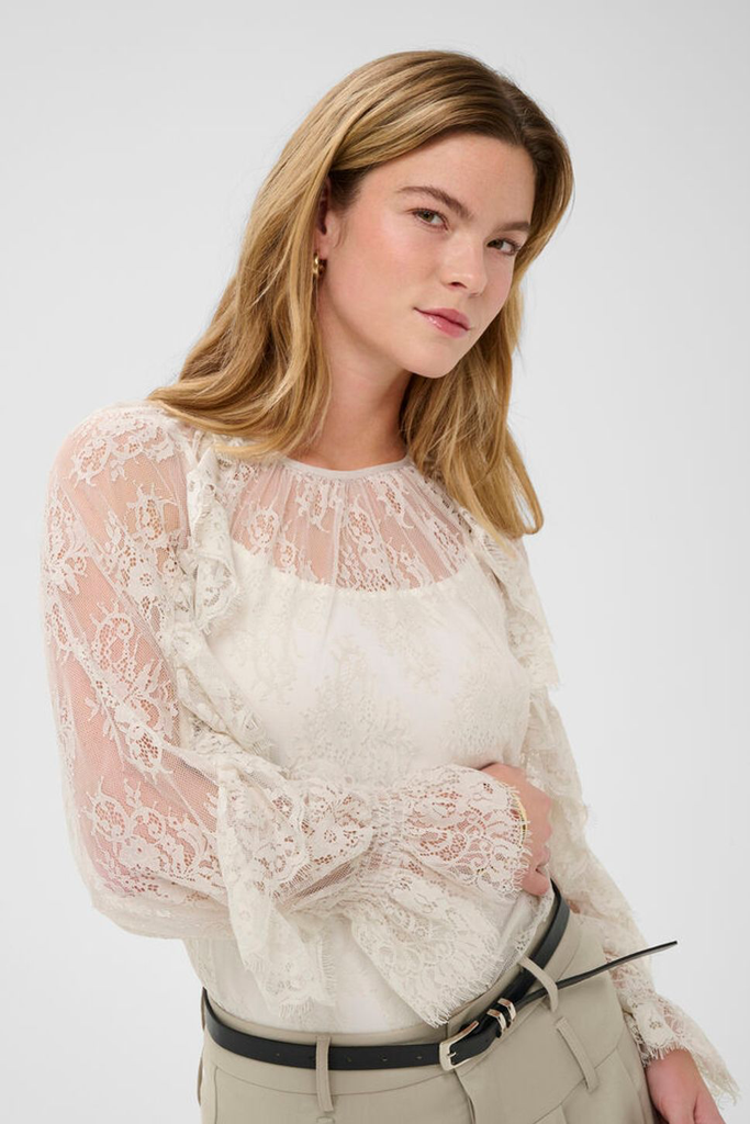 KAFFE - BLOUSE "KAAMELIE" DENTELLE BEIGE