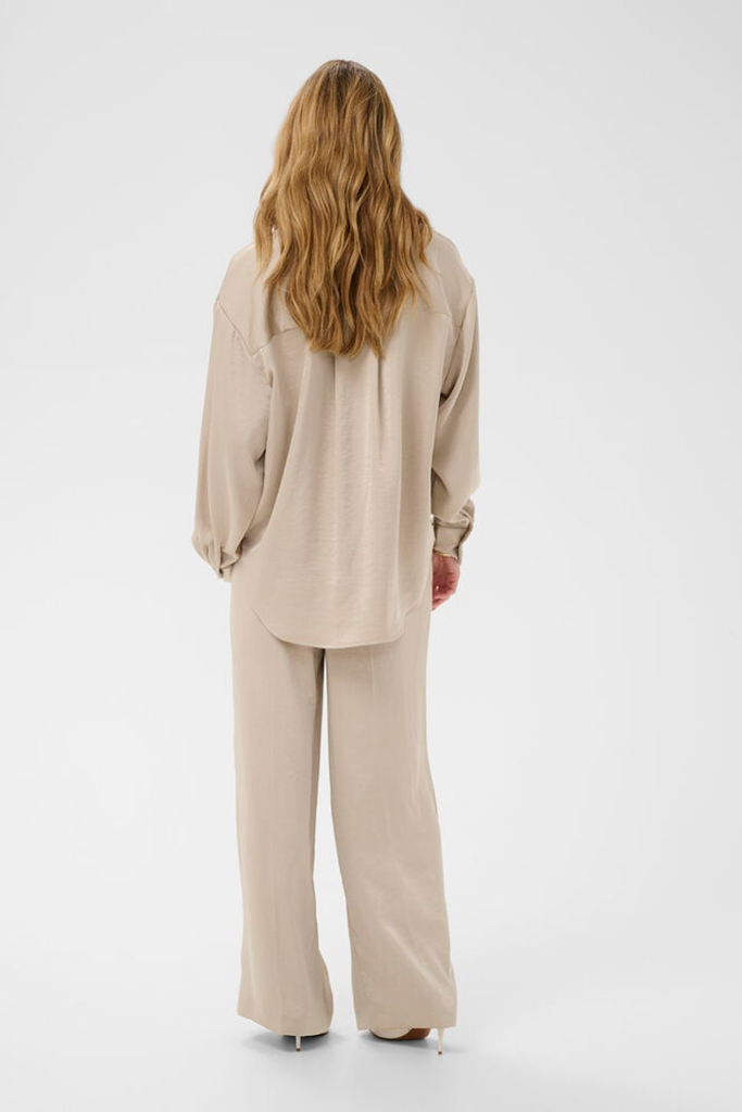 KAFFE - CHEMISE "KARORY" BEIGE SATINÉE