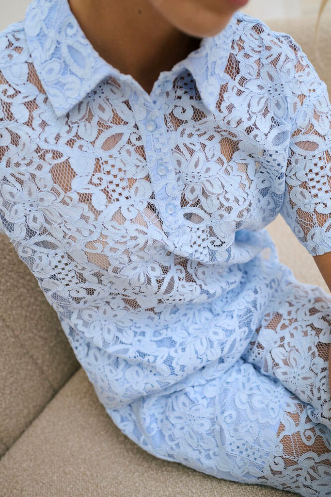 KAFFE - BLOUSE "KALACY" DENTELLE BLEUE