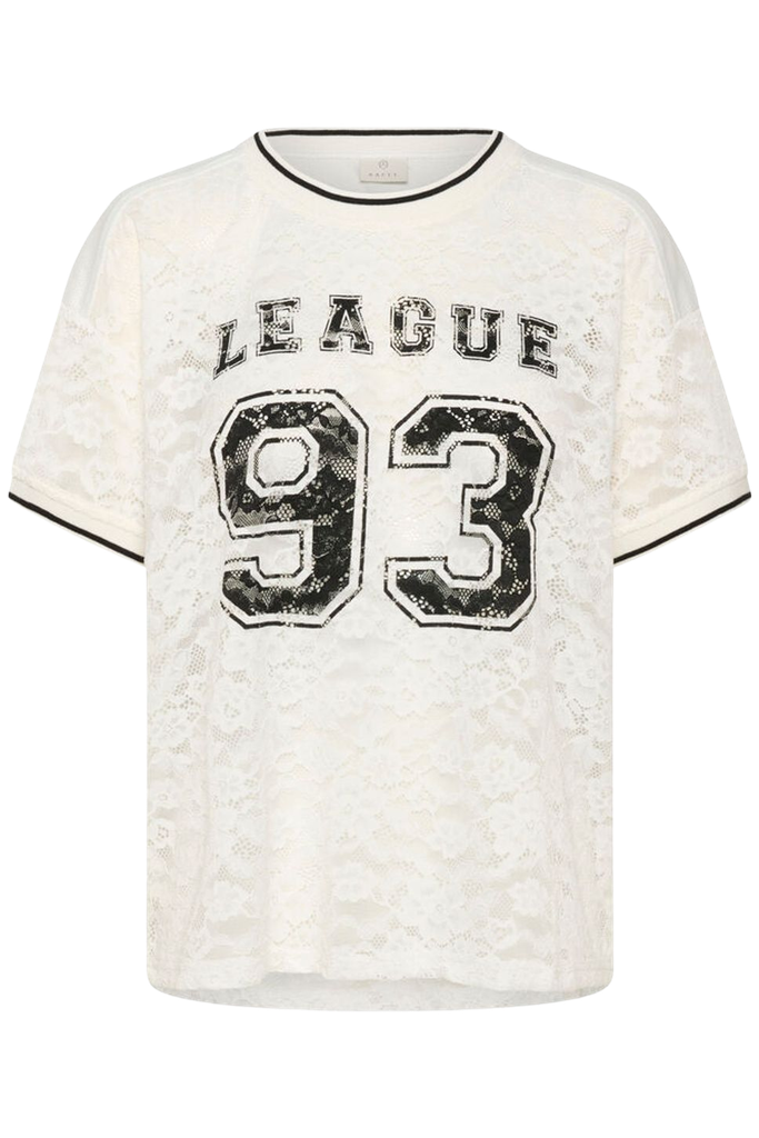 KAFFE - T-SHIRT "KABELLE" DENTELLE BEIGE ET NOIRE