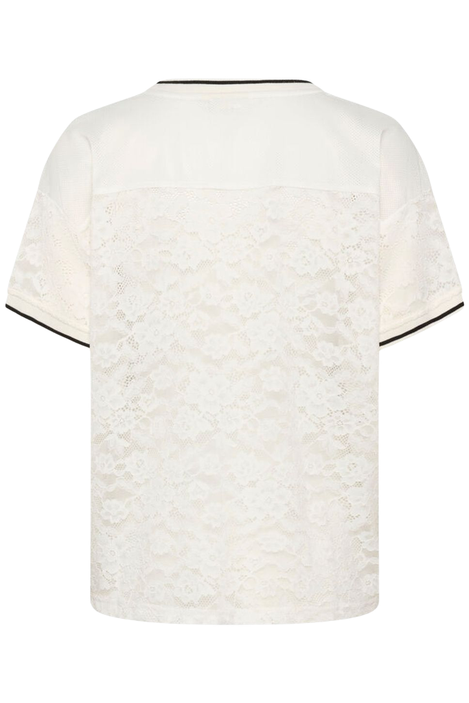 KAFFE - T-SHIRT "KABELLE" DENTELLE BEIGE ET NOIRE