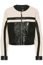 KAFFE - VESTE EN CUIR "KARAYA" BEIGE ET NOIRE