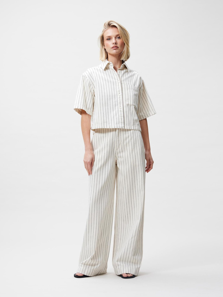 CATWALK JUNKIE - BLOUSE EN JEAN RAYÉE BEIGE