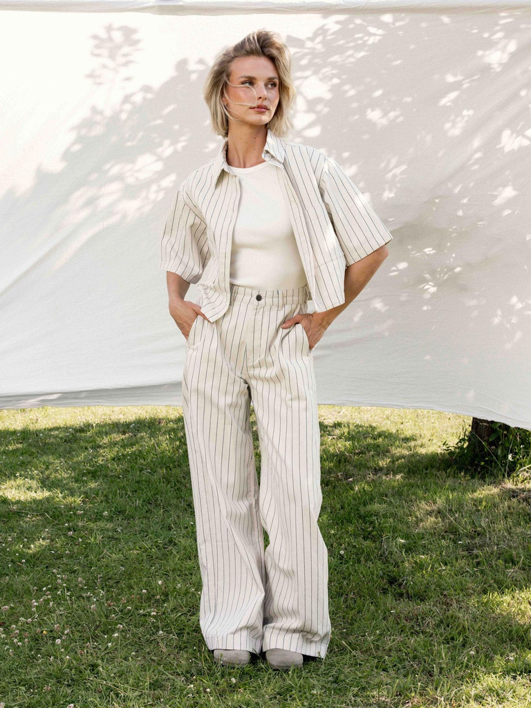 CATWALK JUNKIE - JEANS RAYÉ BEIGE