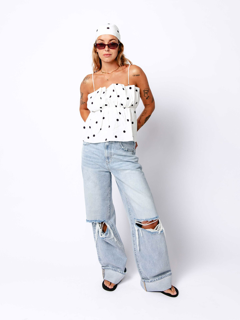 CATWALK JUNKIE - BLOUSE À POIS BLANCHE ET NOIRE