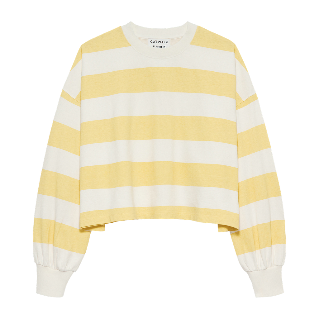 CATWALK JUNKIE - POLO RAYÉ OVERSIZE À MANCHES LONGUES JAUNE ET BEIGE