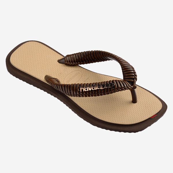 HAVAIANAS - TONGS "TOP SQUARE FUSION BOHO" BEIGES ET MARRONS