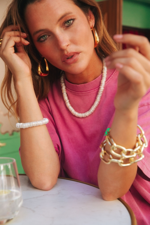 BONNIE STUDIOS - BRACELET "DISCO PEARL" BLANC