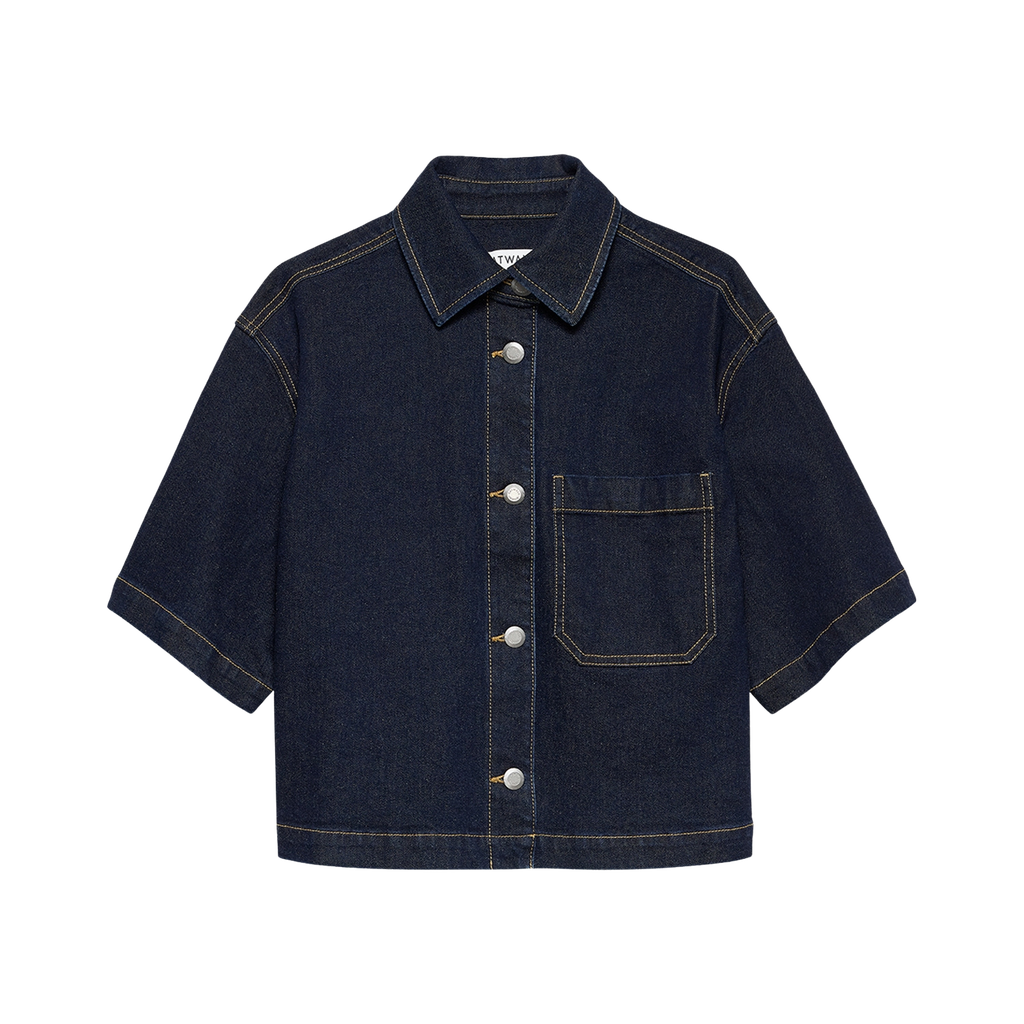 CATWALK JUNKIE - VESTE EN JEANS COURTES MANCHES BLEUE FONCÉE