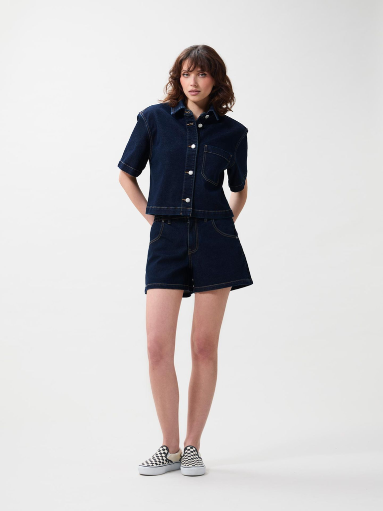 CATWALK JUNKIE - VESTE EN JEANS COURTES MANCHES BLEUE FONCÉE