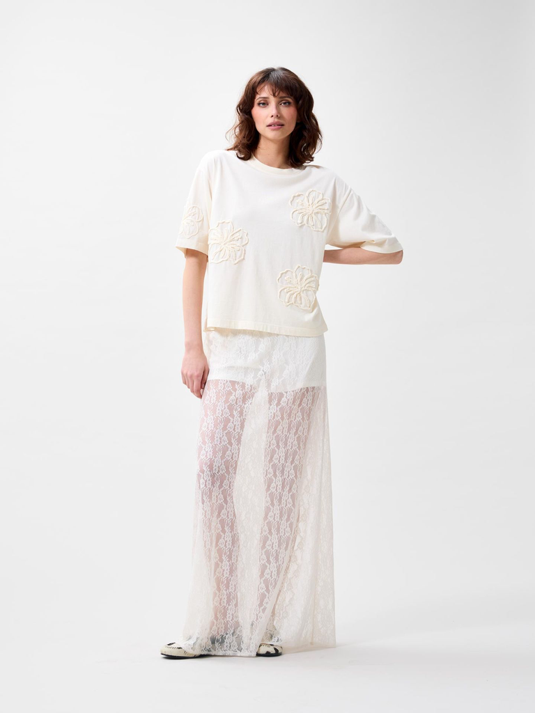 CATWALK JUNKIE - T-SHIRT BEIGE À FLEURS HIBISCUS
