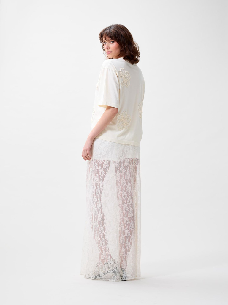 CATWALK JUNKIE - T-SHIRT BEIGE À FLEURS HIBISCUS