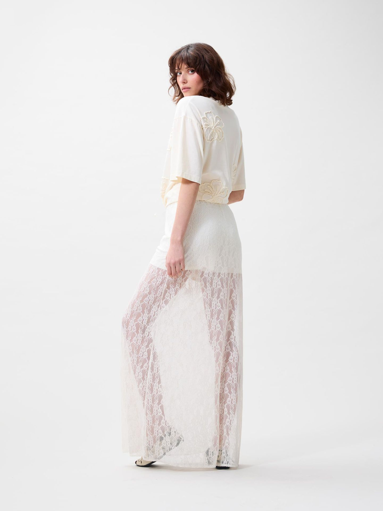 CATWALK JUNKIE - JUPE EN DENTELLE BEIGE