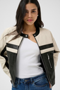 KAFFE - VESTE EN CUIR "KARAYA" BEIGE ET NOIRE