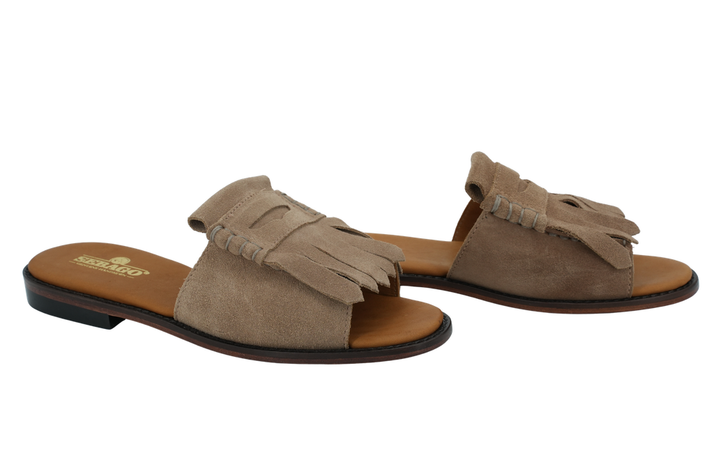 SEBAGO - SANDALES "SLIDE FRINGES" BEIGES