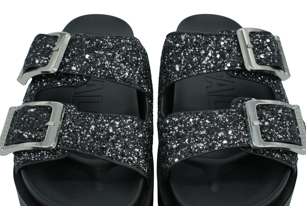 BUFFALO - SANDALES "RAYA ARI GLAM" NOIRES À PAILLETTES