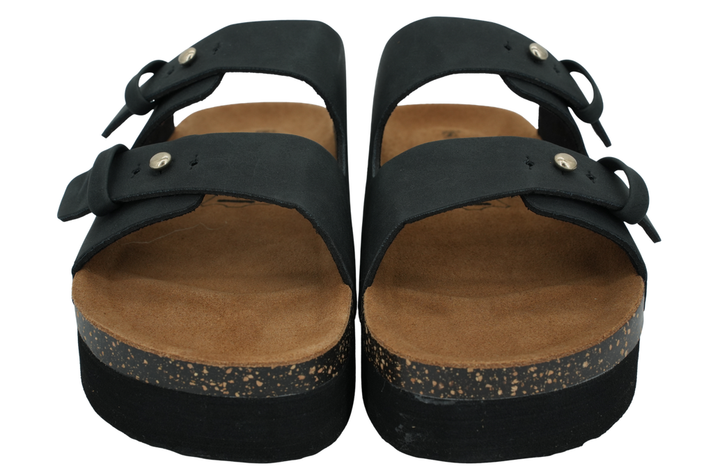 ISOTONER - SANDALES DOUBLES BRIDES PLATEFORMES NOIRES