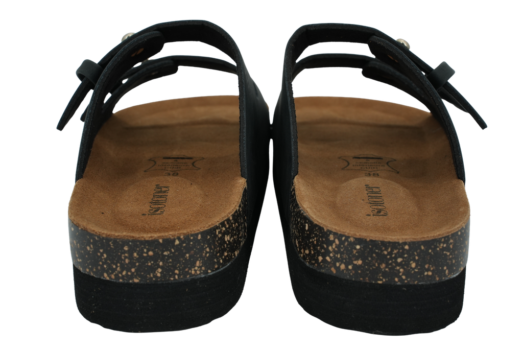 ISOTONER - SANDALES DOUBLES BRIDES PLATEFORMES NOIRES