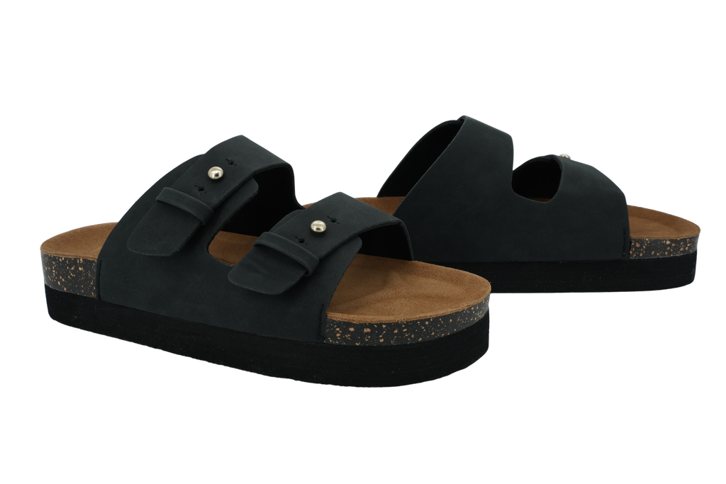 ISOTONER - SANDALES DOUBLES BRIDES PLATEFORMES NOIRES