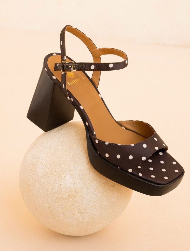 BOBBIES - SANDALES À TALONS "LENKA" POIS MARRONS