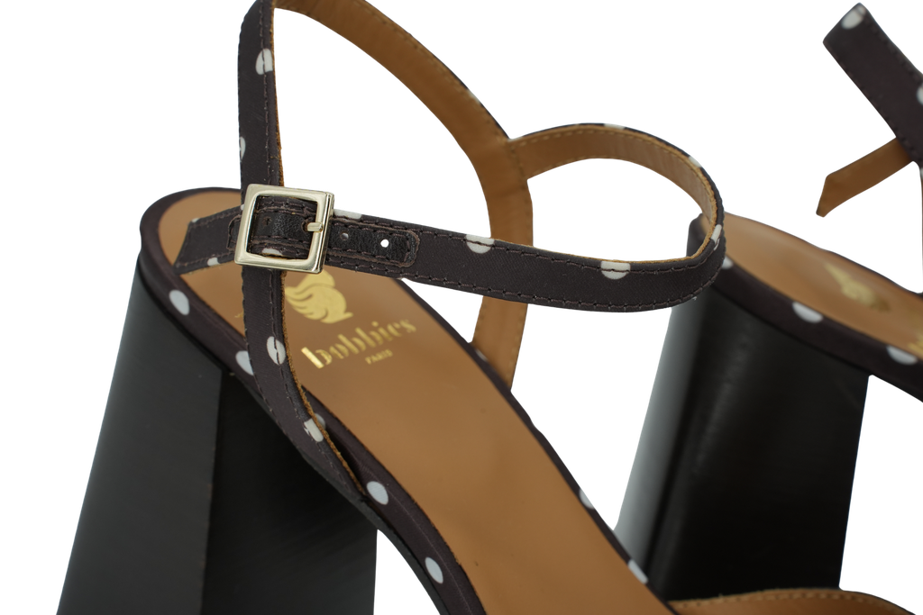 BOBBIES - SANDALES À TALONS "LENKA" POIS MARRONS