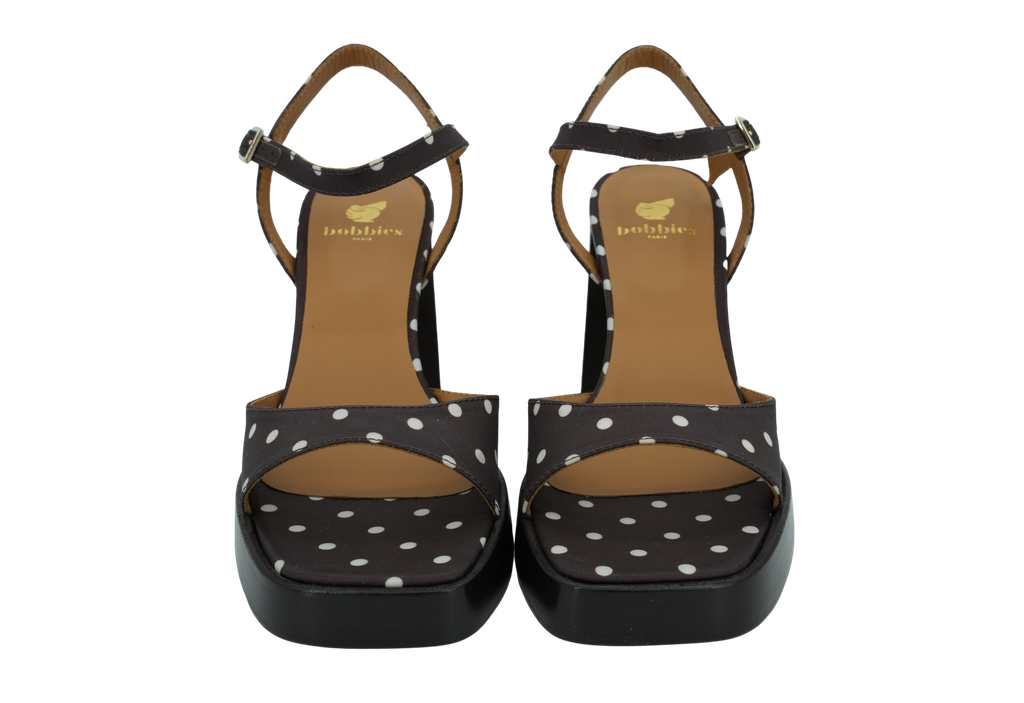 BOBBIES - SANDALES À TALONS "LENKA" POIS MARRONS