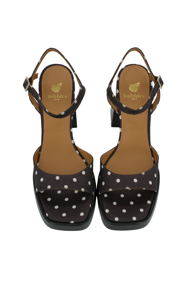 BOBBIES - SANDALES À TALONS "LENKA" POIS MARRONS