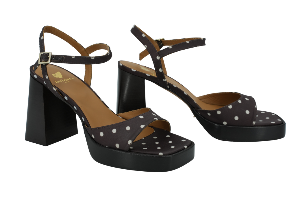 BOBBIES - SANDALES À TALONS "LENKA" POIS MARRONS