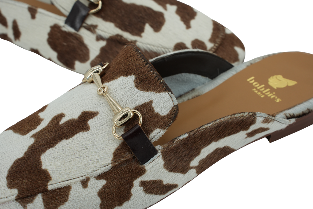 BOBBIES - MULES "EMY" BLANCS ET BRUNS