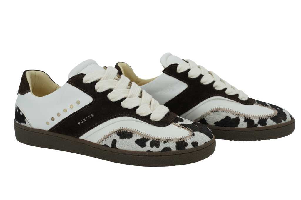 NUBIKK - BASKETS "RAY OWEN STUDS" BLANCHES ET MARRONS