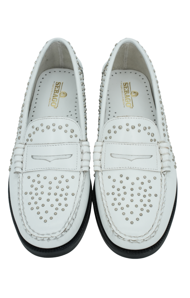 SEBAGO - MOCASSINS "DAN STUDS" BLANCS
