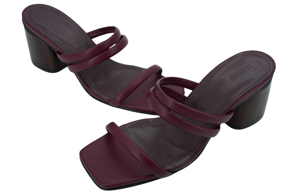 ALOHAS - SANDALES À TALONS "INDIANA" BORDEAUX