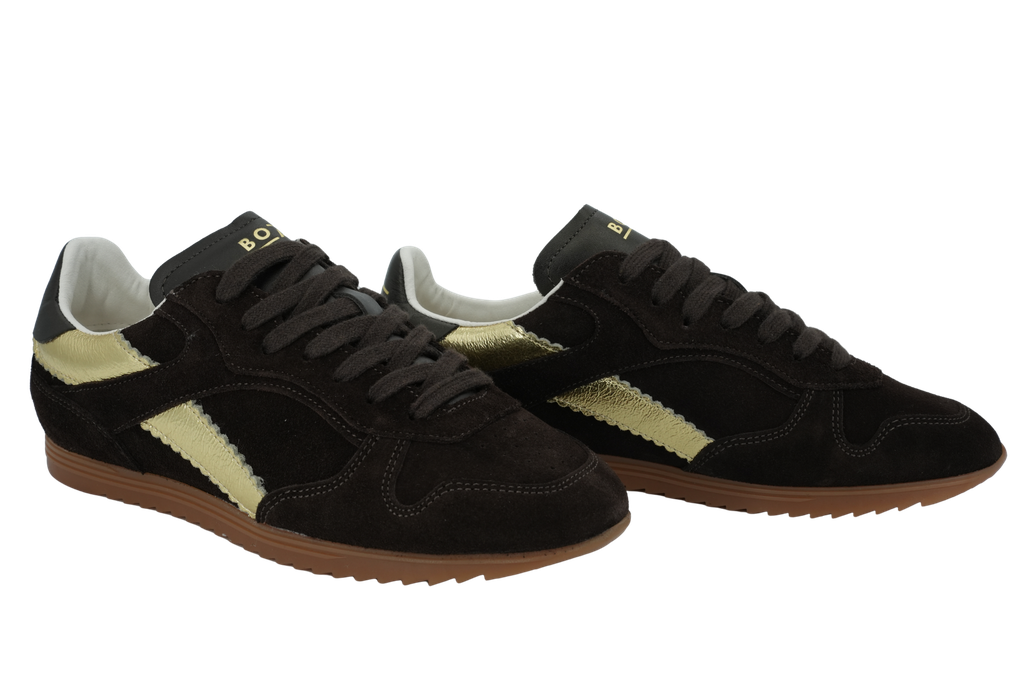 BOAX - BASKETS "TRACK" MARRONS ET DORÉES