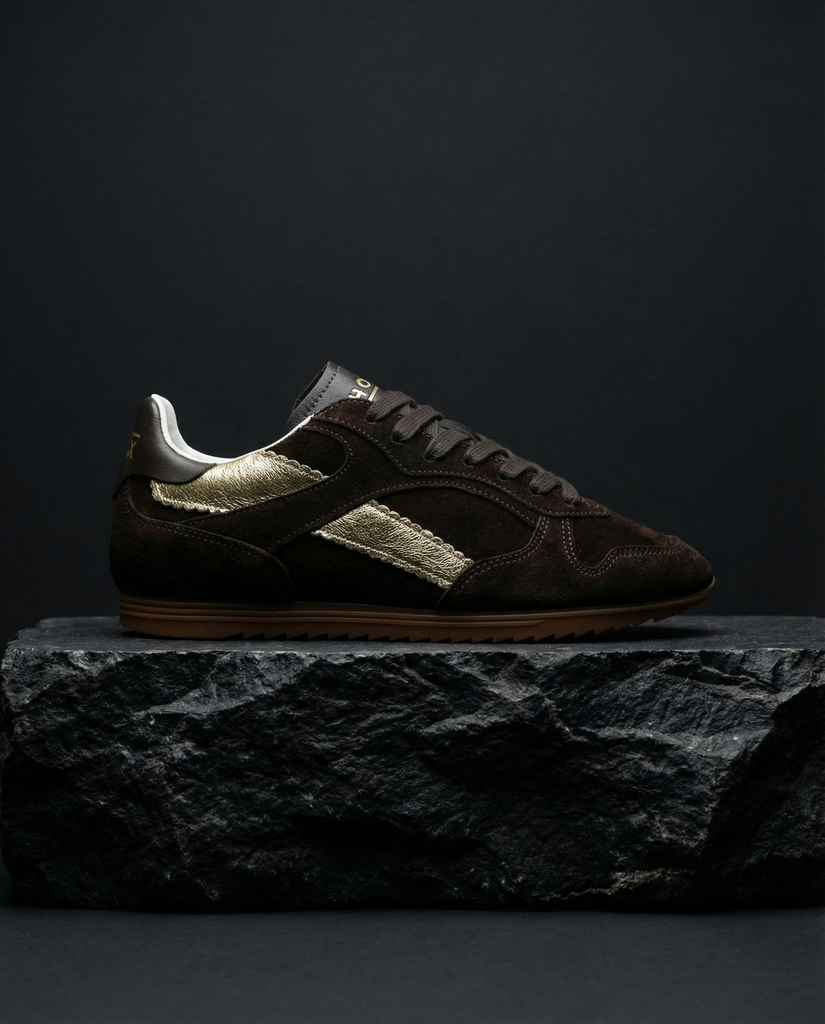 BOAX - BASKETS "TRACK" MARRONS ET DORÉES