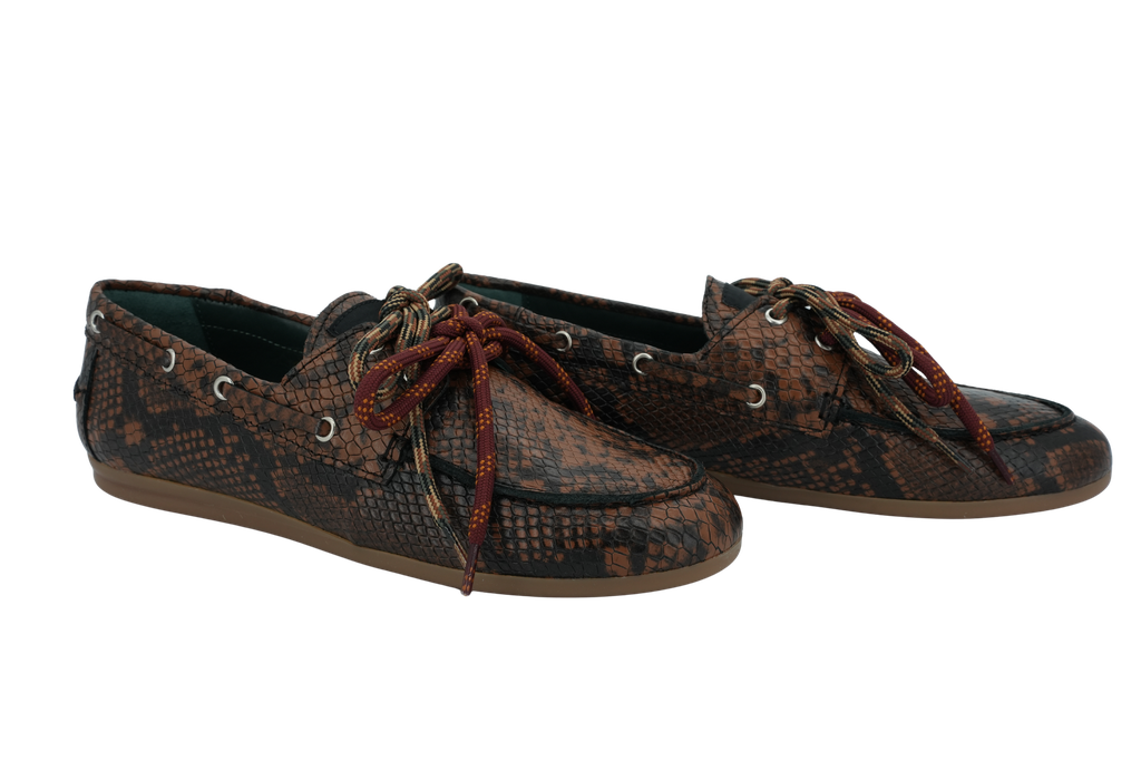 KIRRUNA - MOCASSINS "MOC 12" PYTHONS MARRONS