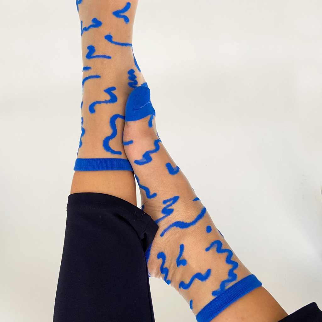 SOCKETTE - CHAUSSETTES "MARIE" BLEUES ÉLECTRIQUES