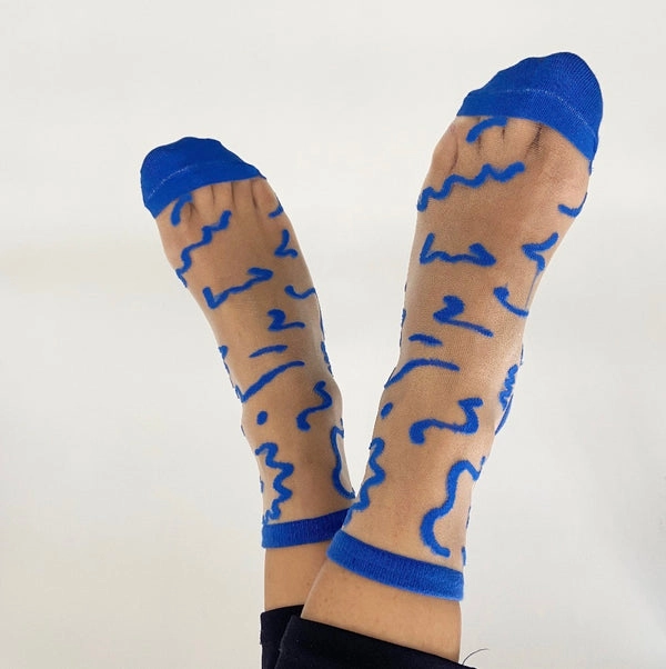 SOCKETTE - CHAUSSETTES "MARIE" BLEUES ÉLECTRIQUES