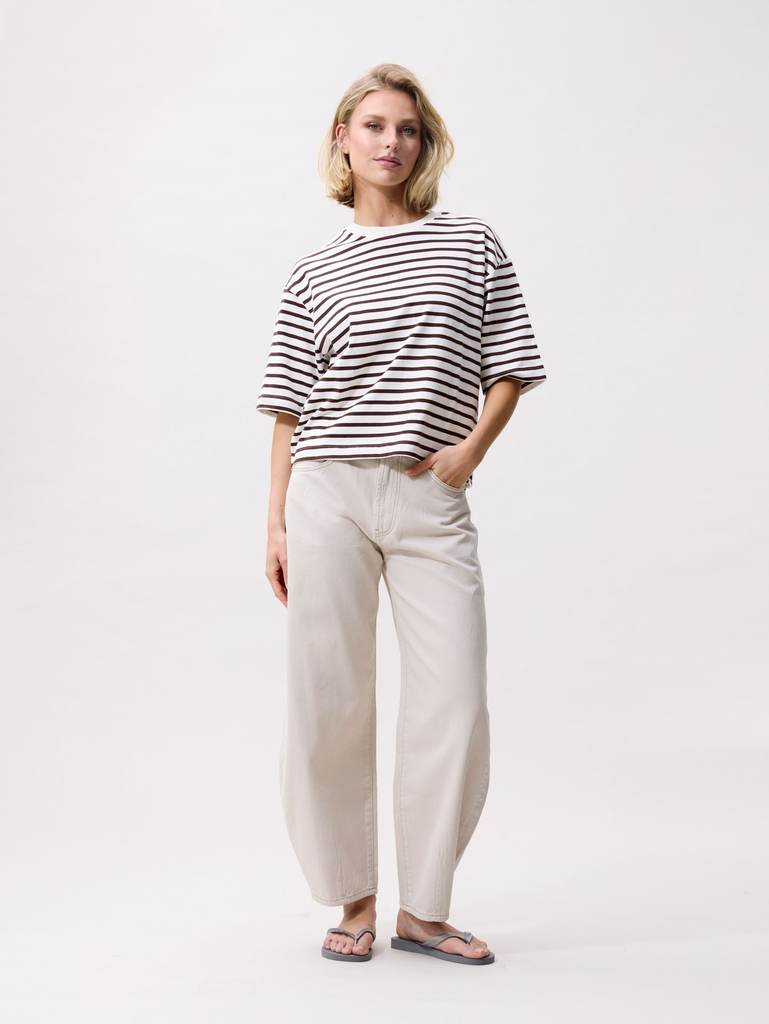 CATWALK JUNKIE - T-SHIRT MARINIÈRE MARRON ET BLANC