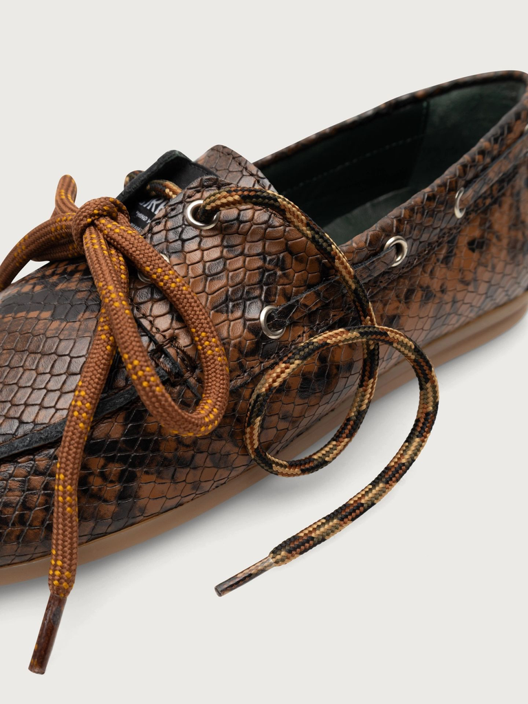 KIRRUNA - MOCASSINS "MOC 12" PYTHONS MARRONS