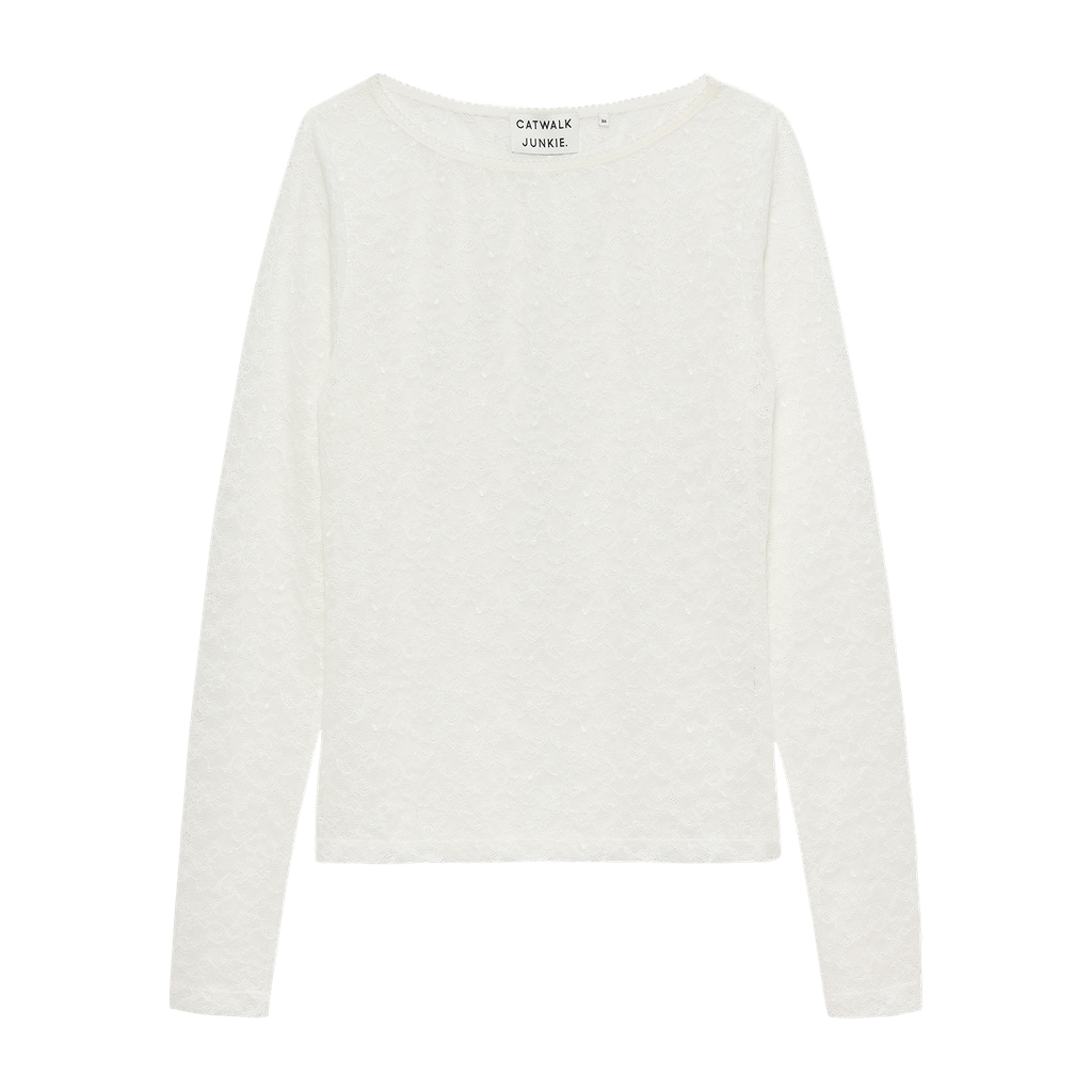 CATWALK JUNKIE - T-SHIRT LONGUES MANCHES EN DENTELLE BEIGE