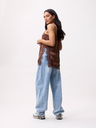 CATWALK JUNKIE - BLOUSE MARRON EN DENTELLE