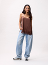 CATWALK JUNKIE - BLOUSE MARRON EN DENTELLE