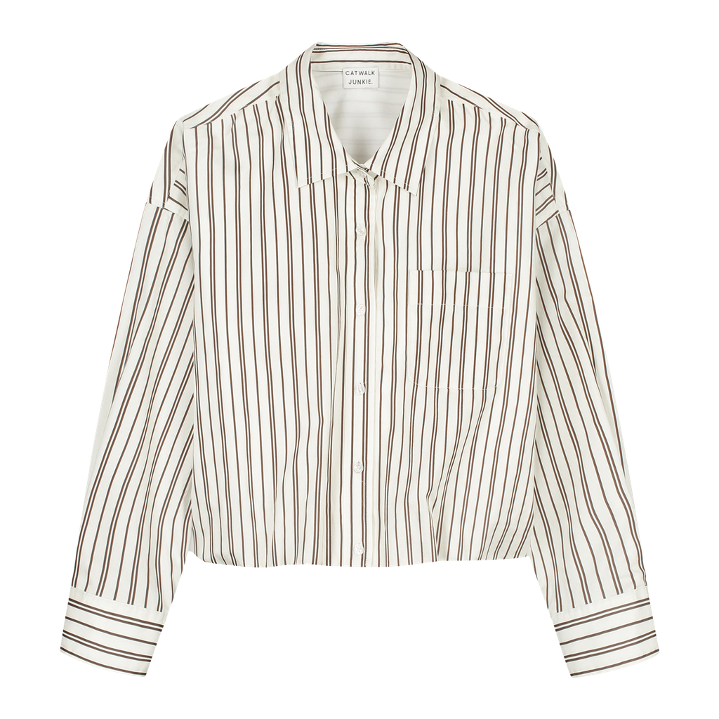 CATWALK JUNKIE - CHEMISE LIGNÉE BEIGE ET MARRON
