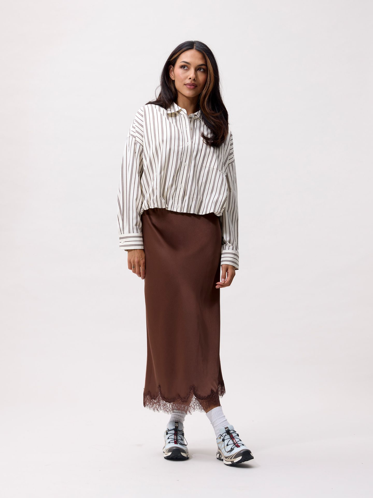 CATWALK JUNKIE - CHEMISE LIGNÉE BEIGE ET MARRON