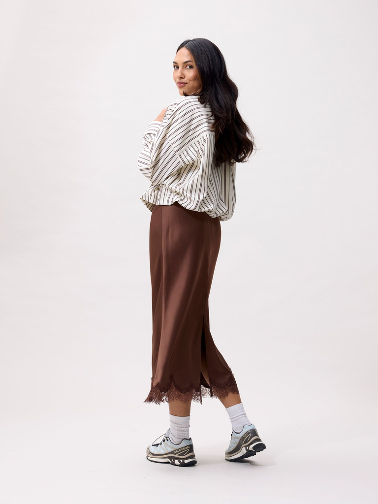 CATWALK JUNKIE - CHEMISE LIGNÉE BEIGE ET MARRON