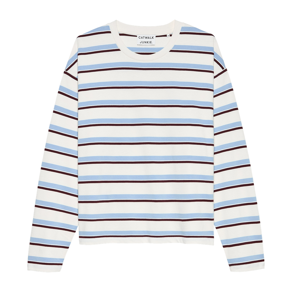 CATWALK JUNKIE - T-SHIRT LONGUE MANCHE BLANC LIGNÉ BLEU