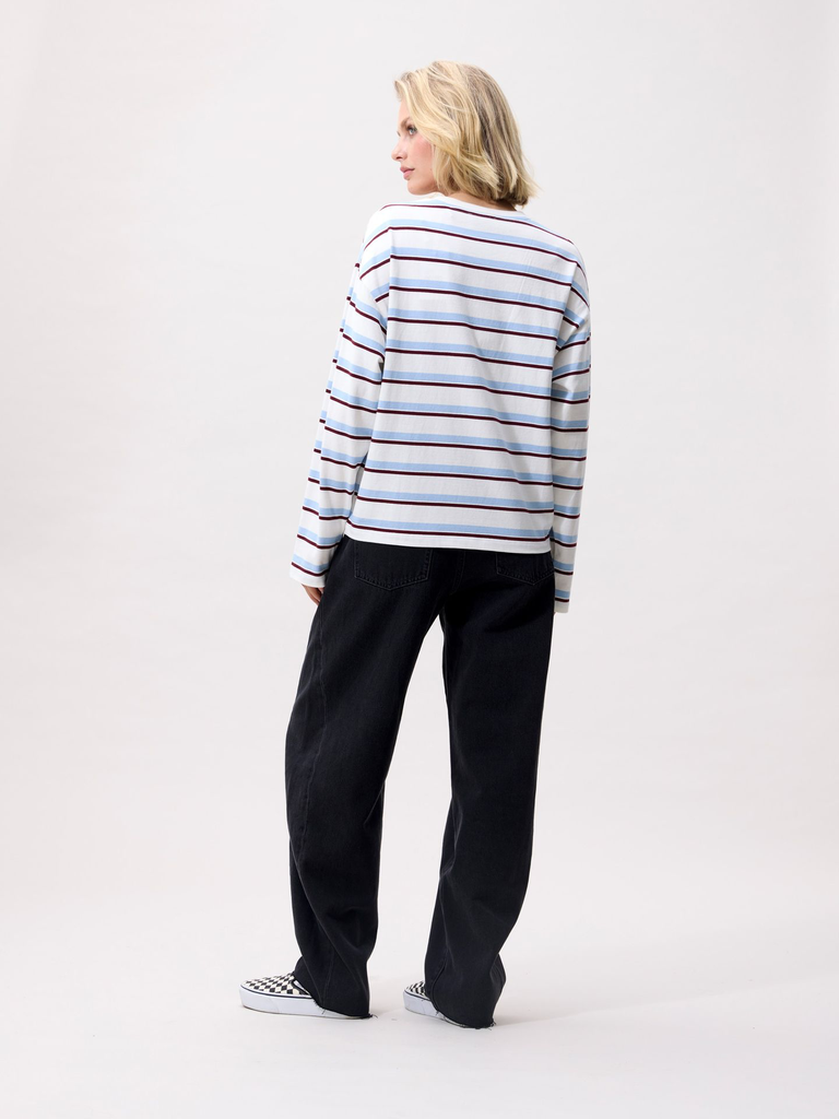 CATWALK JUNKIE - T-SHIRT LONGUE MANCHE BLANC LIGNÉ BLEU