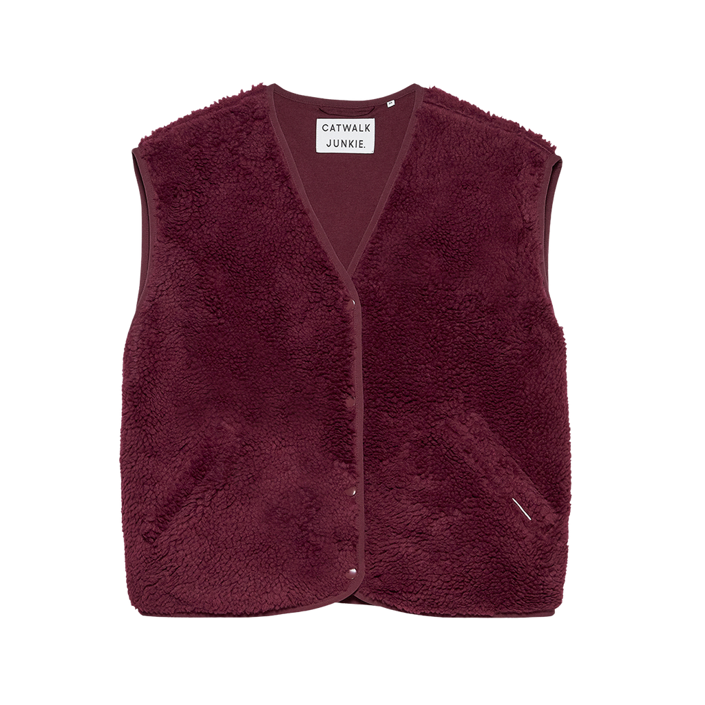 CATWALK JUNKIE - GILET TEDDY BORDEAUX