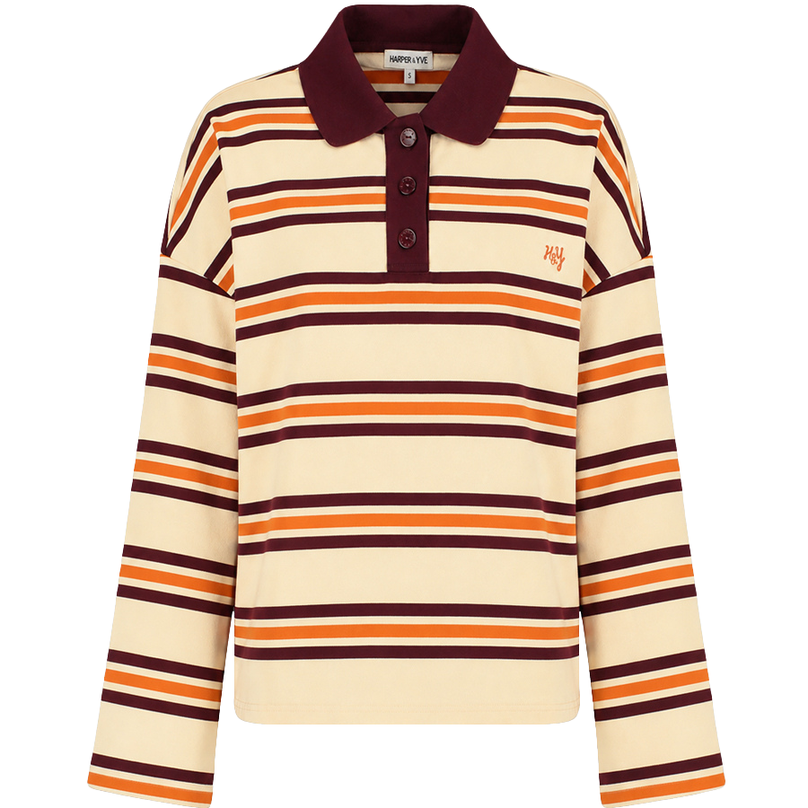 HARPER AND YVE - SWEAT "POLLIE" LIGNÉ BEIGE ET ORANGE